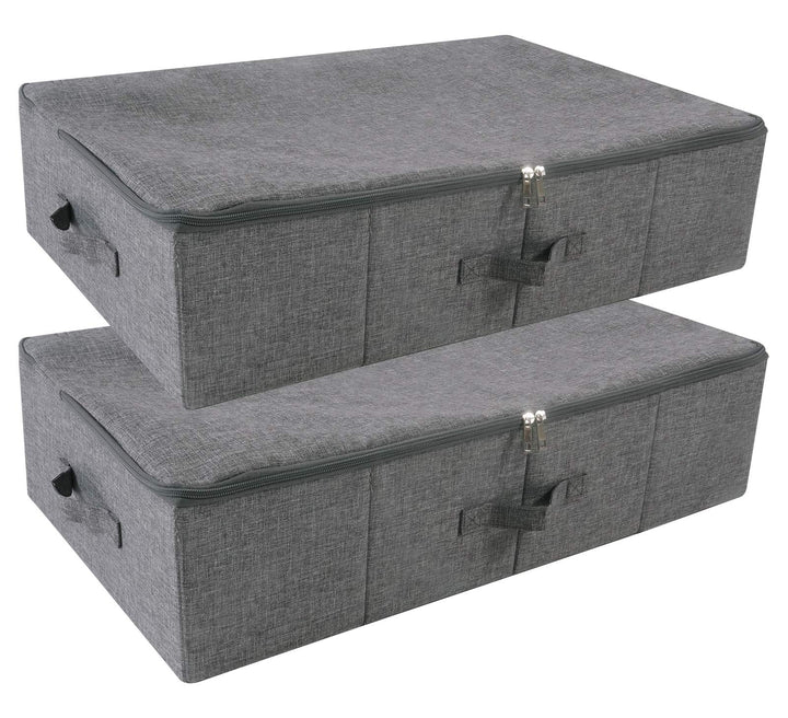 2er-Pack, faltbare Unterbett-Aufbewahrungsboxen mit Reissverschlussabdeckung, Aufbewahrungsbehälter