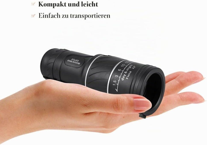 Monokular Teleskop, 40 × 60 HD Monokulares Wasserdichtes Hochleistung Zoom Mini Outdoor Night Film T