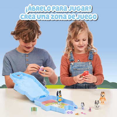 Bluey - Collector Case mit Figuren, Sammelbox für Welpen, 6 Figuren aus der Zeichnungsserie für Kind