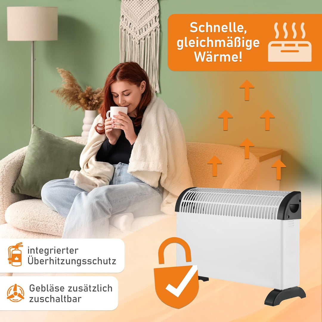 LEMODO Elektroheizung | Mobile Konvektor Heizung | Elektrische Heizung mit 3 Leistungsstufen (750W /