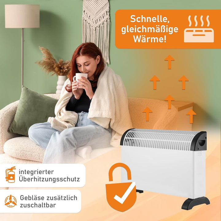 LEMODO Elektroheizung | Mobile Konvektor Heizung | Elektrische Heizung mit 3 Leistungsstufen (750W /