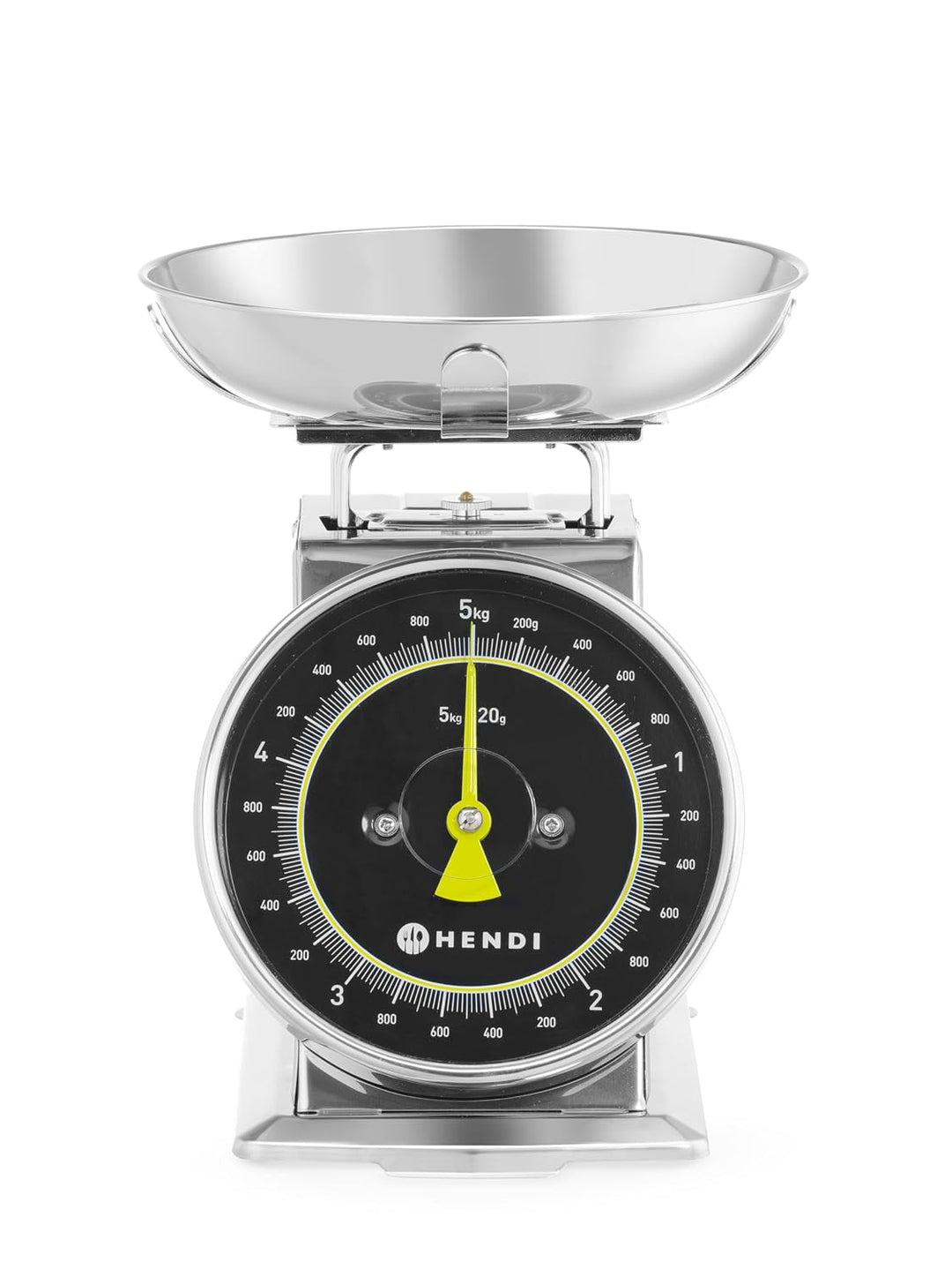 HENDI Küchenwaage, mechanisch, für max 5 kg, Einteilung 20g, mit Wiegeschale, Tara-Funktion, keine B