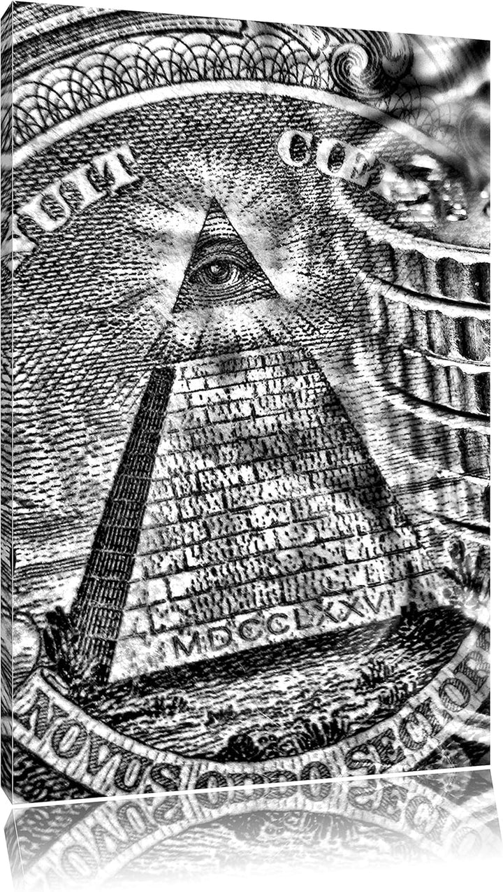 Monocrome, Illuminati Pyramide, Black and White, Format: 100x70 auf Leinwand, 100x70