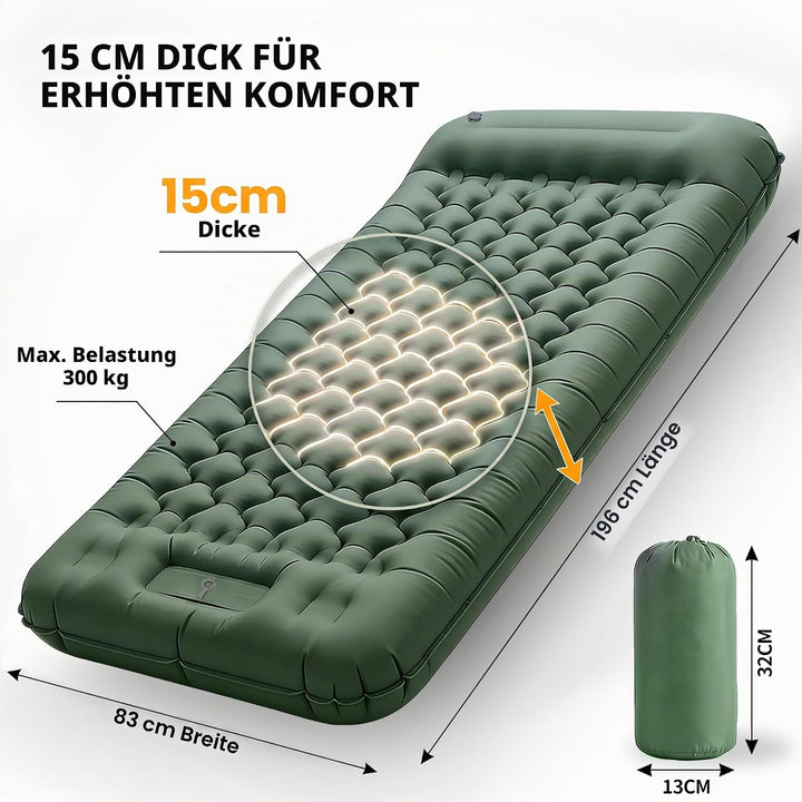 Aufblasbare Schlafmatte Extra Breit Extra Dick Campingmatte mit Fusspumpe Leicht und Robust für Outd