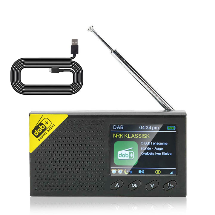 DAB DAB+ tragbares Radio, unterstützt Bluetooth, FM-Radio, Mehrfachanzeige der Uhrzeit, Doppelalarm,