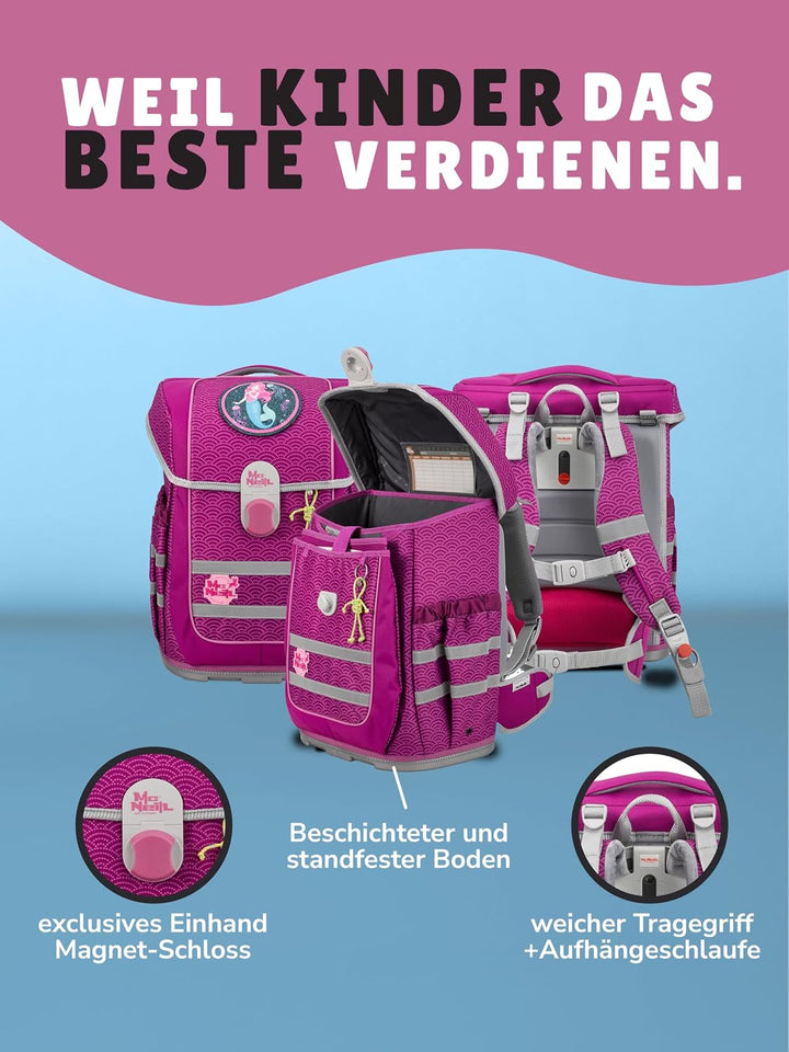 Familando - McNeill ERGO COMPLETE Schulranzen Set - 8-teilig mit Lunch-Set - Meerjungfrau - Ergonomi