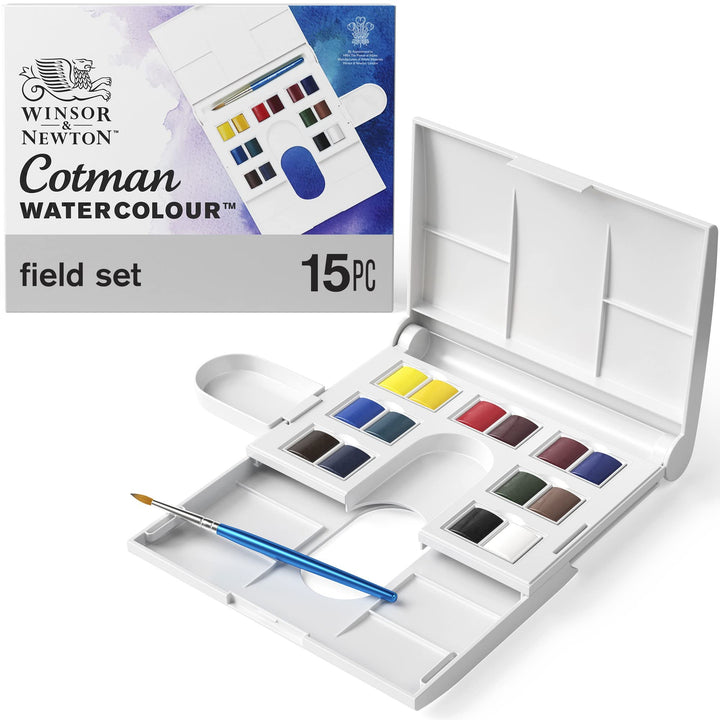 Winsor &amp; Newton 0390083 Cotman Compact Aquarellfarben Set, lebendige Wasserfarben mit hoher Lichtech