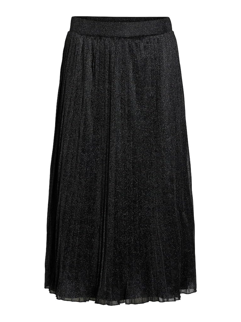 Vila Damen Viwindy Glitter Hw Plisse Skirt Midi L Schwarz, L Schwarz