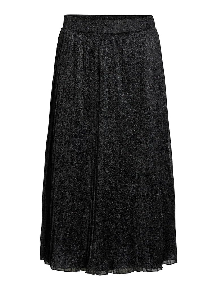 Vila Damen Viwindy Glitter Hw Plisse Skirt Midi L Schwarz, L Schwarz