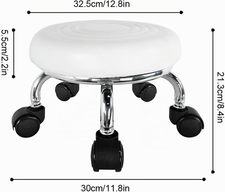 WKWKER Moderner Rollensitz PU Leder Niedriger runder Rollhocker Drehgelenk Kleiner Hocker mit Univer