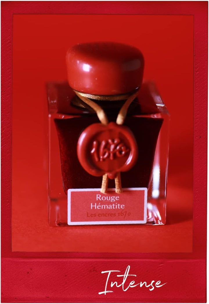 Jacques Herbin 15026JT Jubiläums- Tintenflakon 1670, 50 ml, für Federhalter, Farbintensiv, Rot Rouge