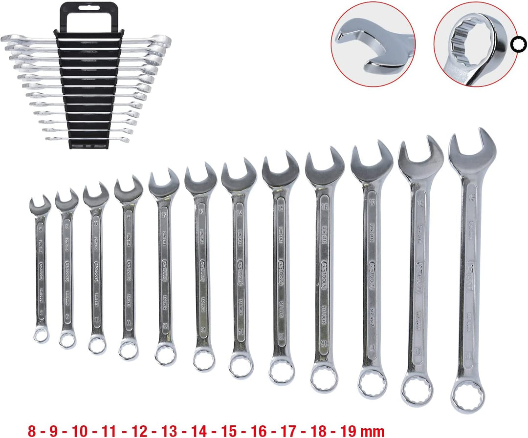 KS Tools 517.0052 CLASSIC Ringmaulschlüssel-Satz, abgewinkelt, 12-tlg. 8-19mm