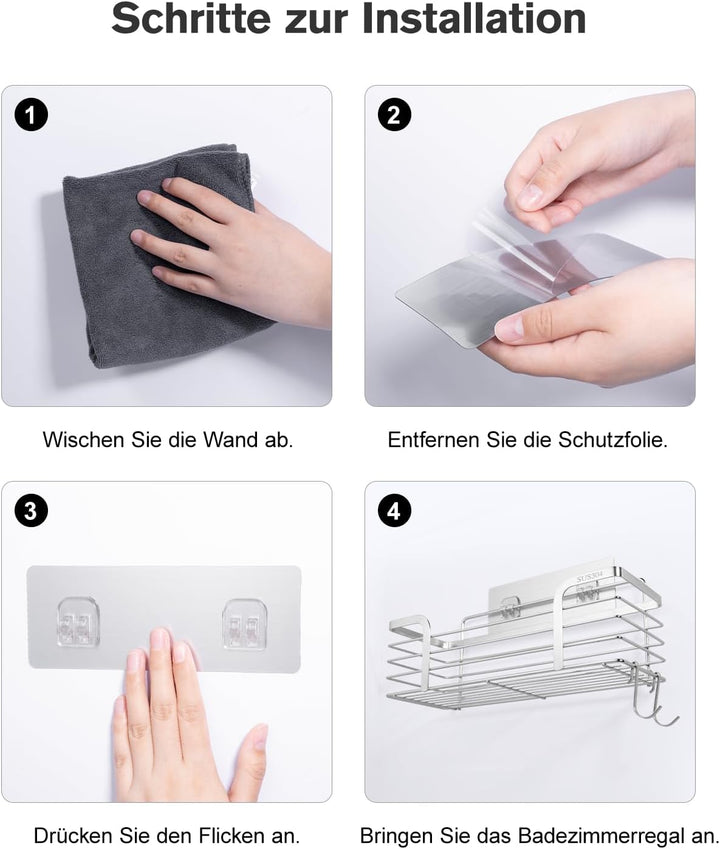 Carehabi Duschablage Ohne Bohren 2 Stück Badezimmer Organizer Duschregal Ohne Bohren Edelstahl Dusch