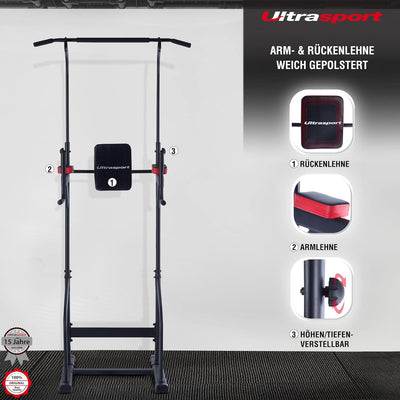 Ultrasport Power Tower/Power Rack, multifunktionale Kraftstation, für ein vielseitiges Training, Lat