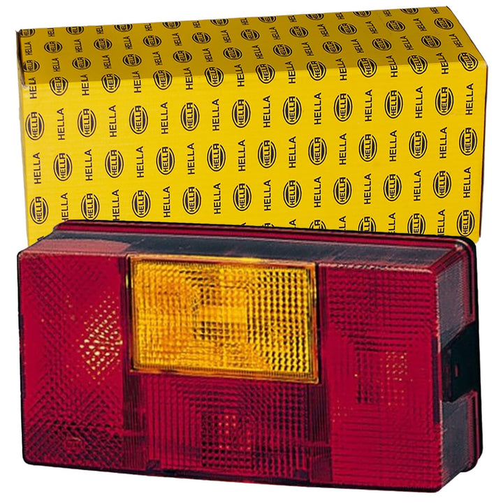 HELLA Rückleuchte - Glühlampe - 24V / 12V - Anbau - ECE - Lichtscheibenfarbe: rot/gelb - Stecker: Fl