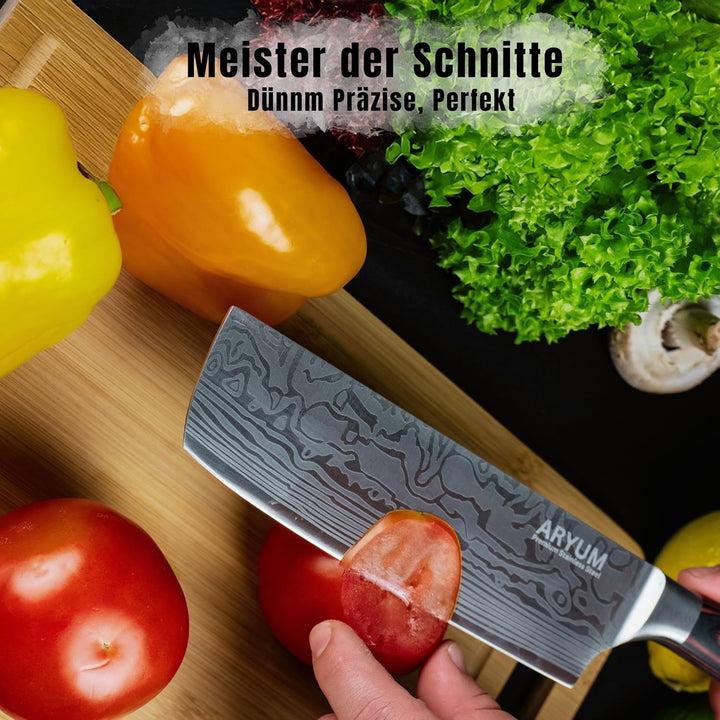 Aryum Premium Nakiri Messer 17 cm, Japanisches Messer, Kochmesser aus Edelstahl, Vielseitiges Hackme