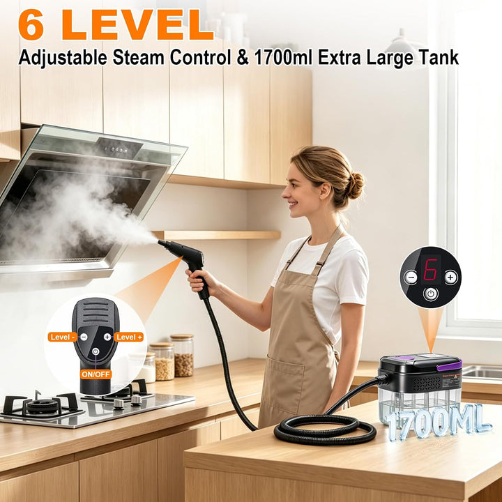 G-STORY Dampfreiniger für Zuhause und Auto – 1700ml grosser Tank, 10S schnelles Aufheizen, tragbarer