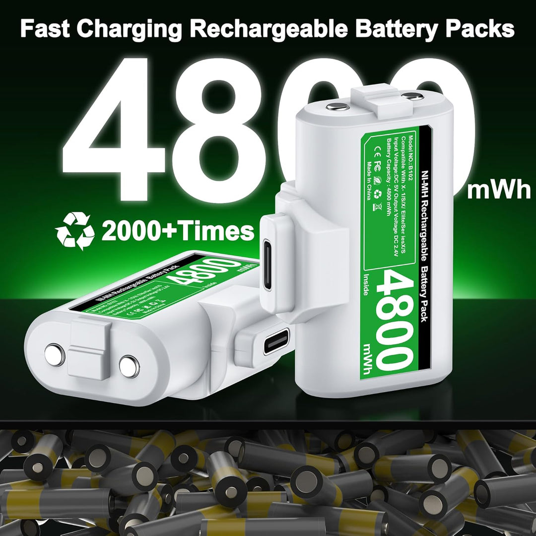 HELLCOOL 2 x 3600 mWh (2x1500mAh) Akku für X-Box One/Series X&S Controller, Akku kompatibel mit X-Bo