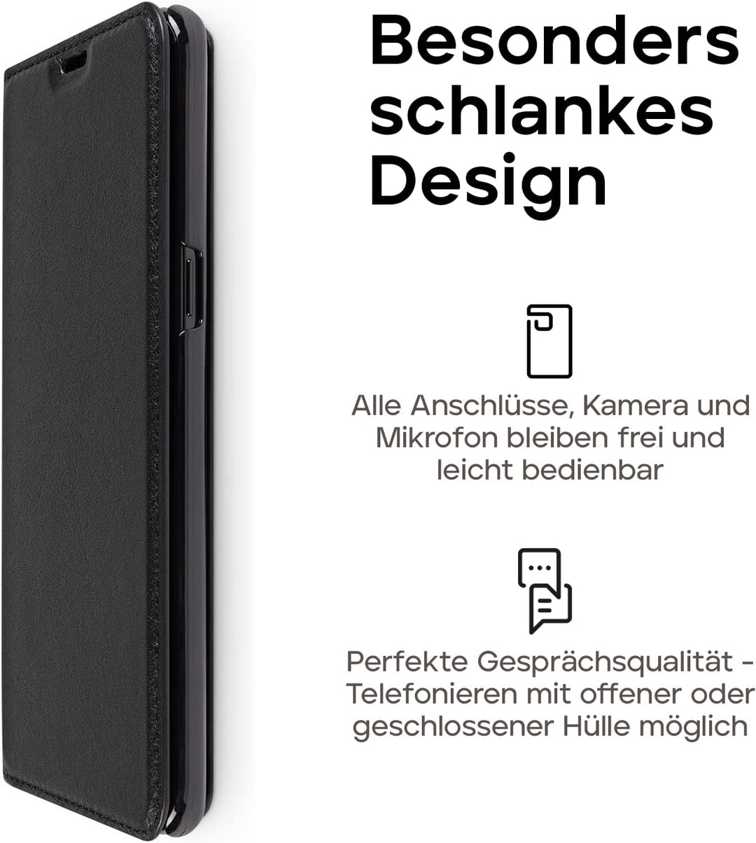 WIIUKA Echt Ledertasche -TRAVEL- für Samsung Galaxy S9+ Plus, mit Kartenfach, extra Dünn, Tasche Sch