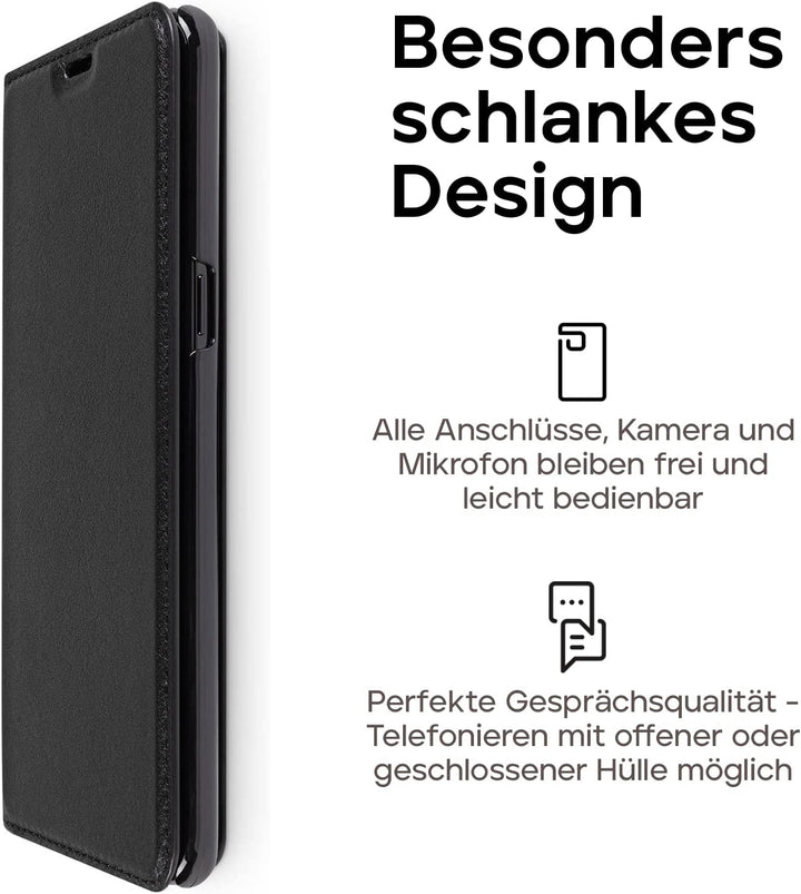 WIIUKA Echt Ledertasche -TRAVEL- für Samsung Galaxy S9+ Plus, mit Kartenfach, extra Dünn, Tasche Sch