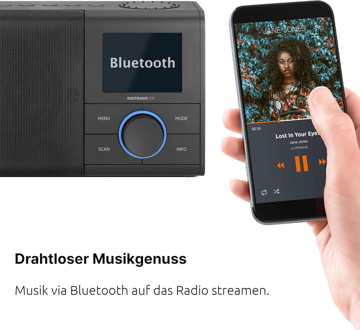 TechniSat DIGITRADIO 217 – Kompaktes und tragbares DAB+ Digitalradio (UKW Radio, Farbdisplay, Blueto