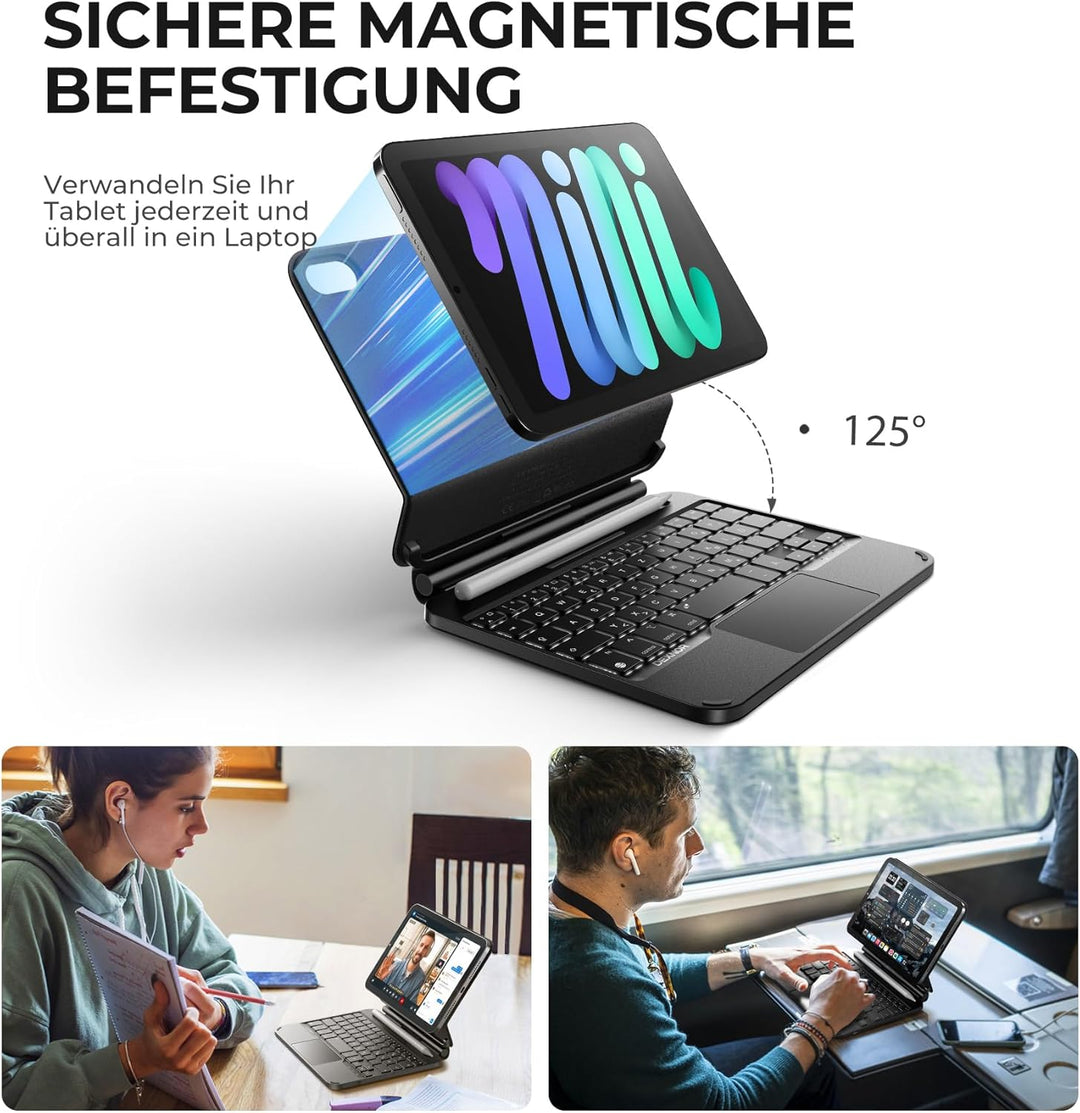 Dexnor Tastatur Hülle für iPad mini 6/7, Magnetische Schwimmender Cantilever-Ständer mit Trackpad St