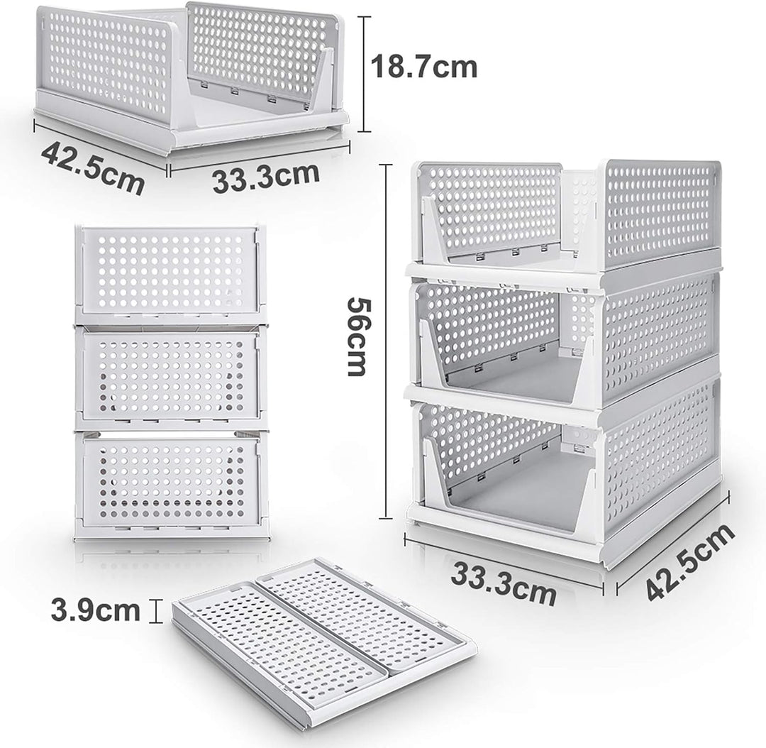 Yorbay Schubladenbox, 3er Set, Stapelbare Kleiderschrank Organizer, Regal Aufbewahrungsbox, Trennwan