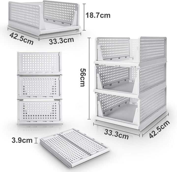 Yorbay Schubladenbox, 3er Set, Stapelbare Kleiderschrank Organizer, Regal Aufbewahrungsbox, Trennwan