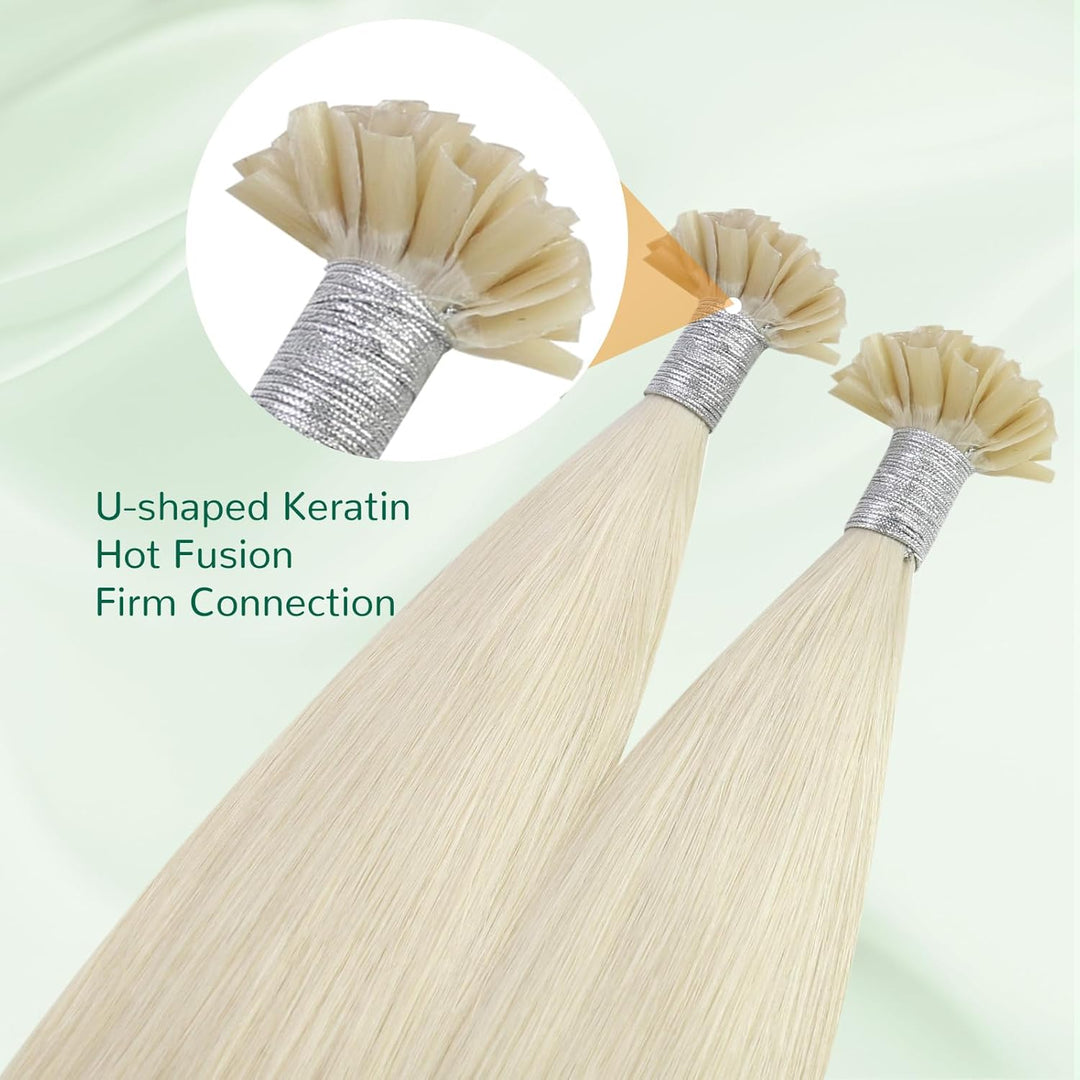 Easyouth Keratin Bonding Haar Extensions Remy Echthaar Utip Fusion Farbe Weiss Blond 18 Zoll 50g/50S