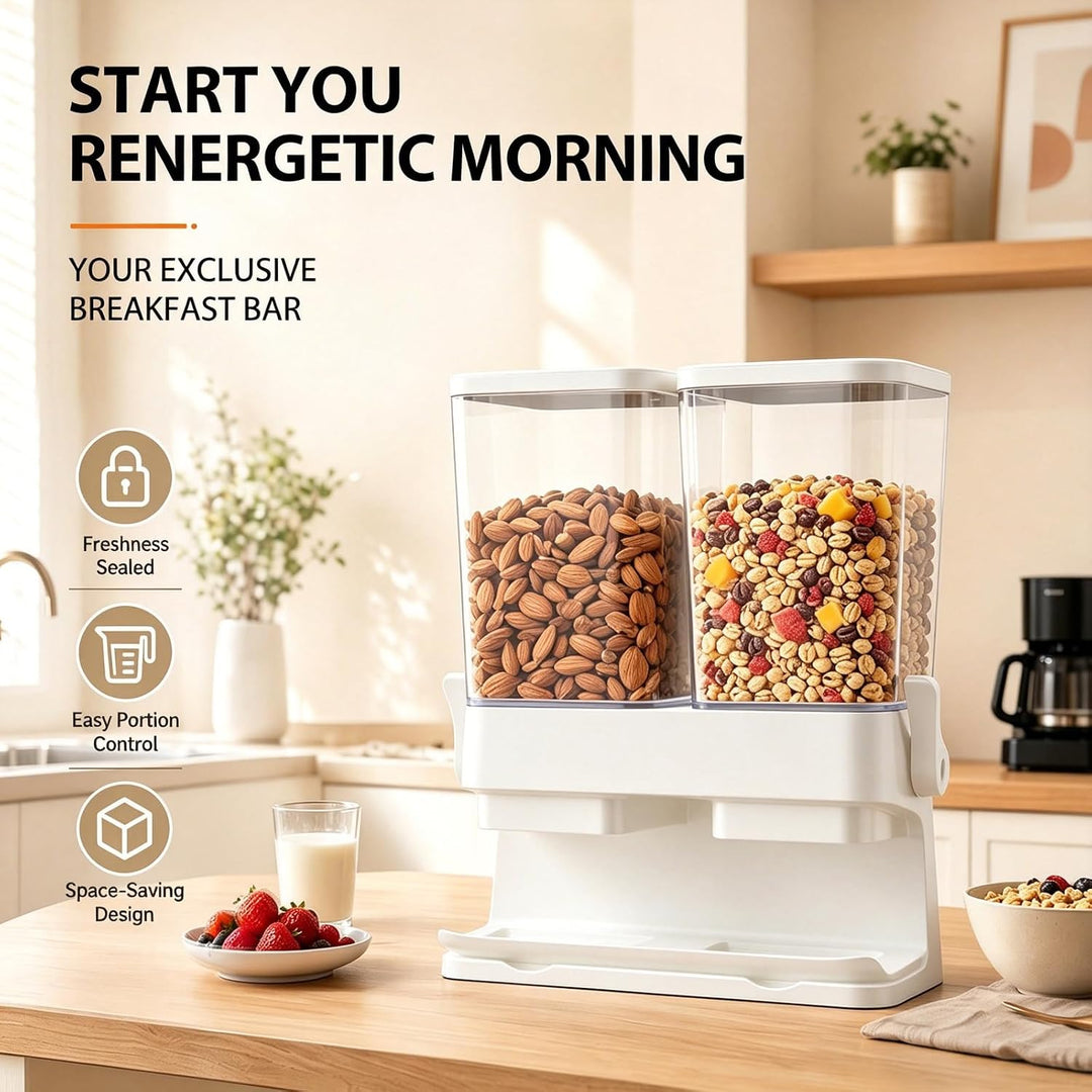 Müslispender 2er Pack, Doppelte 3L Luftdichte Müsli-Speicherkiste, Grosse Kapazität Cereal Dispenser
