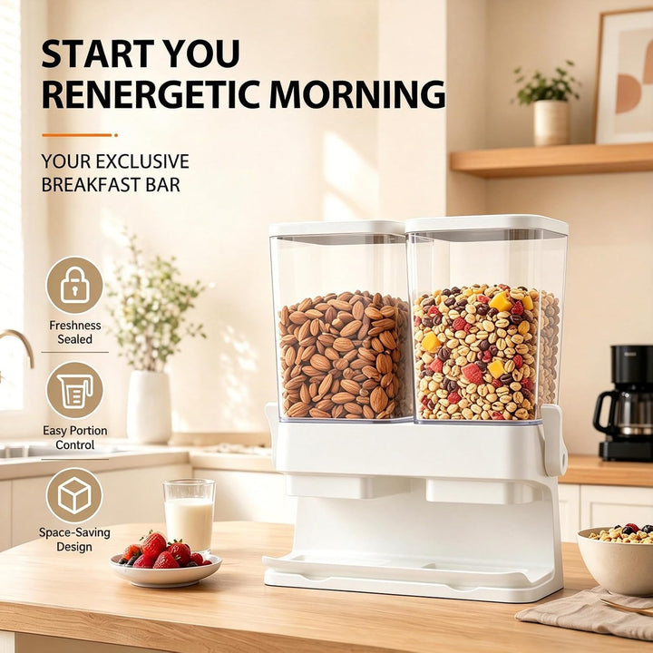 Müslispender 2er Pack, Doppelte 3L Luftdichte Müsli-Speicherkiste, Grosse Kapazität Cereal Dispenser