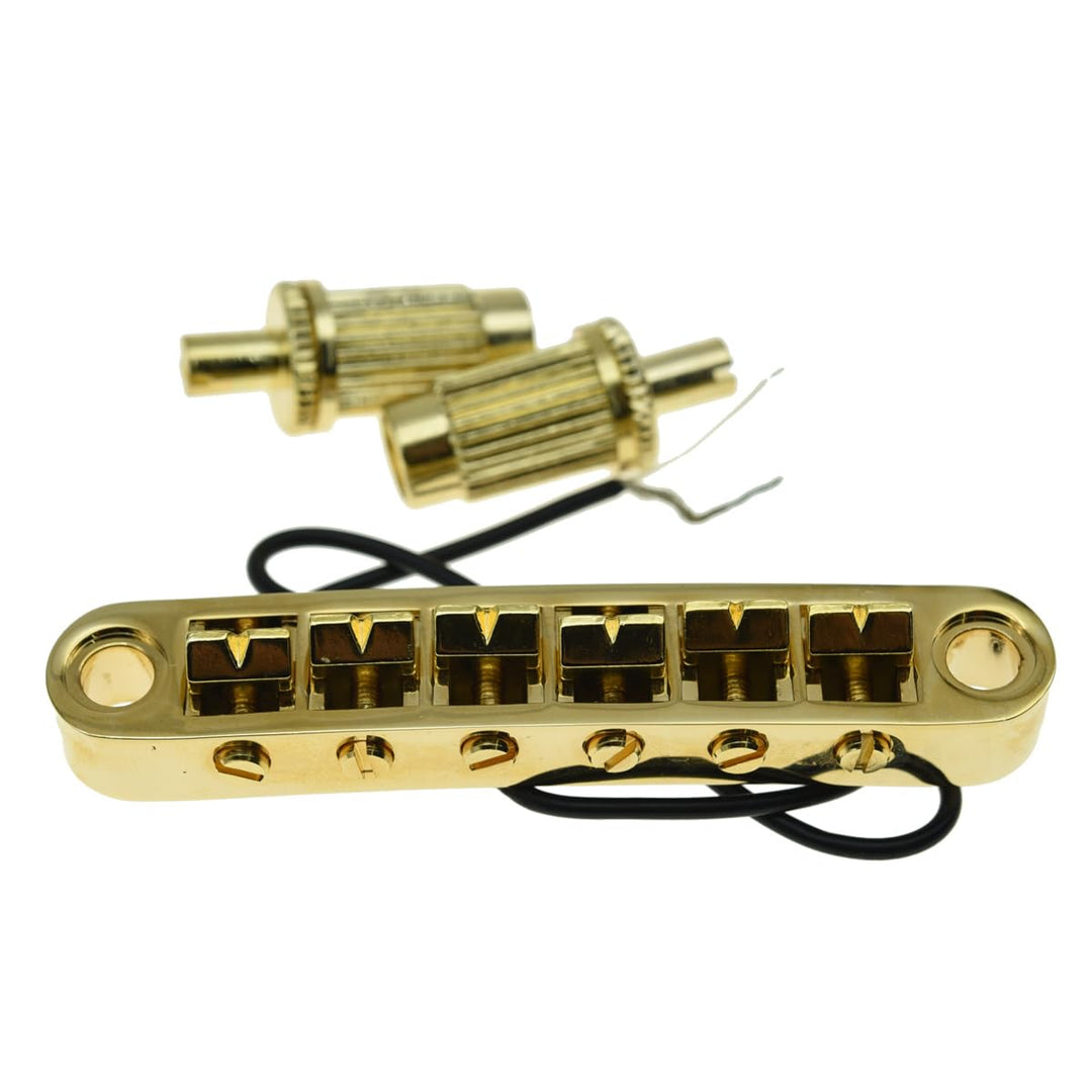 KAISH Tune-o-Matic Piezo Gitarre Bridge Pickup LP Piezo Guitar Bridge Pickup für Les Paul Gold, gold