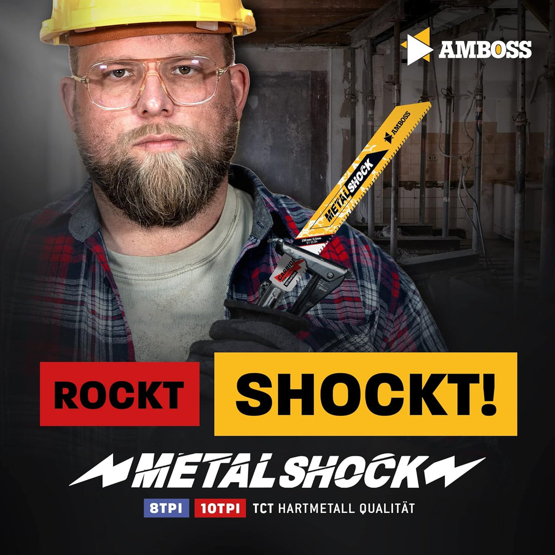 AMBOSS METAL SHOCK - 3x Säbelsägeblatt Länge 230 mm / 10 ZpZ - ideal für Abriss / Aufbau / Demontage