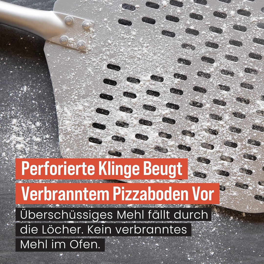 Chef Pomodoro Pizzaschieber – Pizzaschaufel – Pizza Schaufel Metall – Pizzaschieber Perforiert – Piz