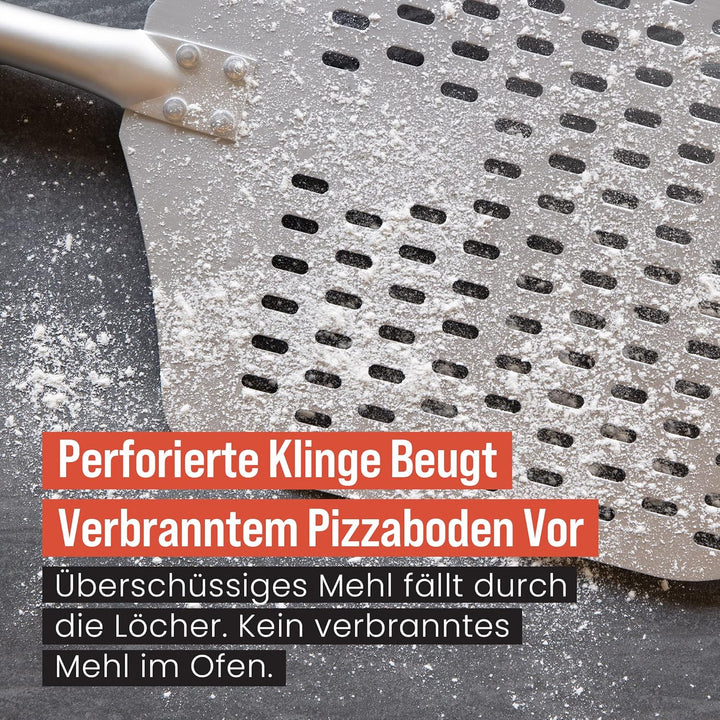 Chef Pomodoro Pizzaschieber – Pizzaschaufel – Pizza Schaufel Metall – Pizzaschieber Perforiert – Piz