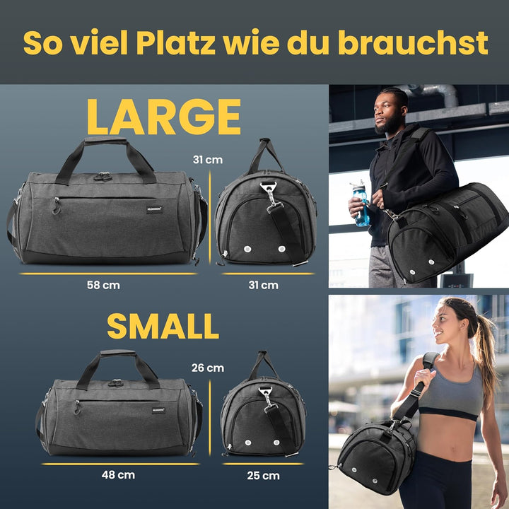Heldenwerk® Sporttasche & Reisetasche für Damen und Herren klein I Trainingstasche mit Schuhfach und