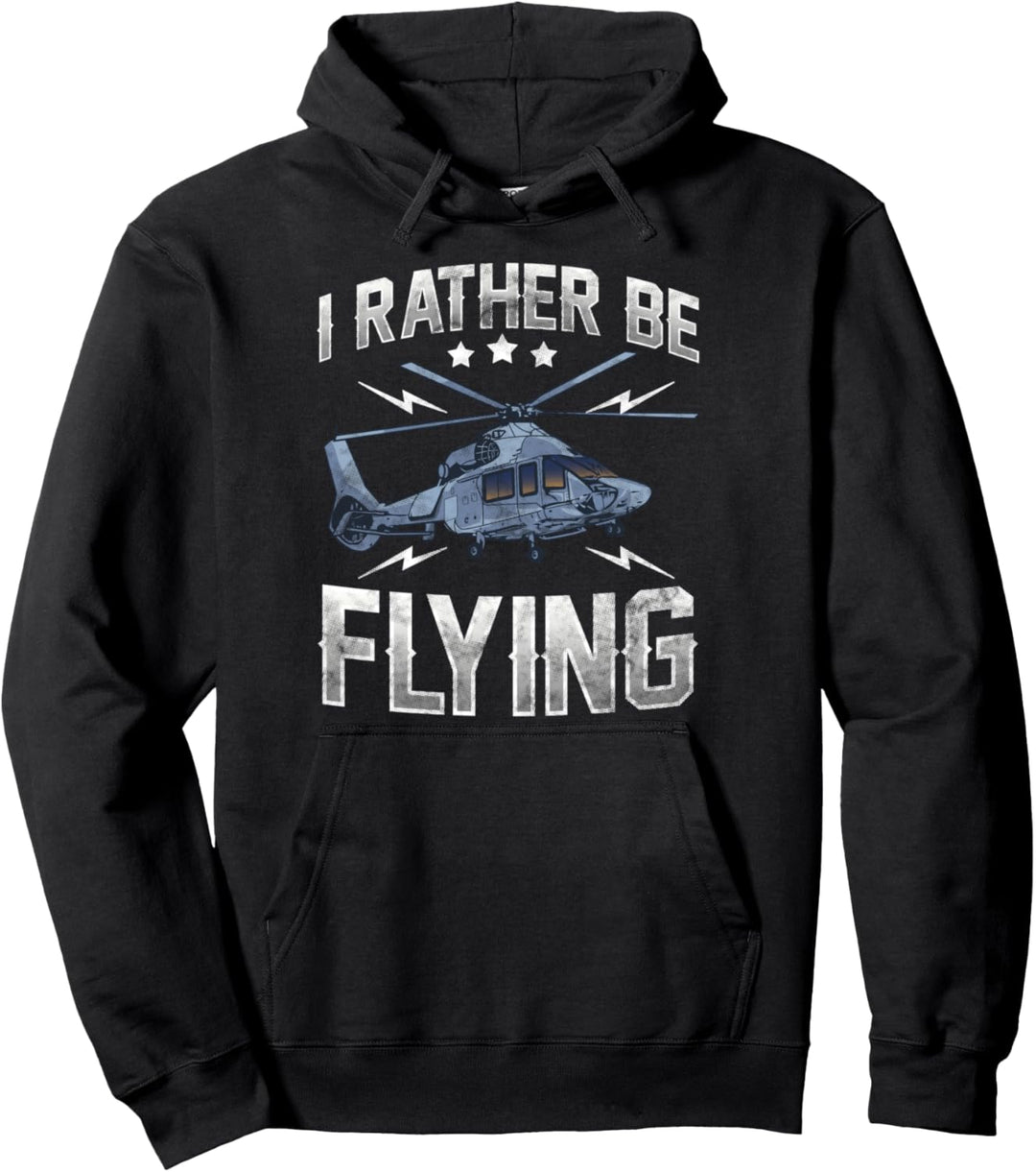 Funny I'd Rather Be Flying Retro Helicopter Pilot Pullover Hoodie