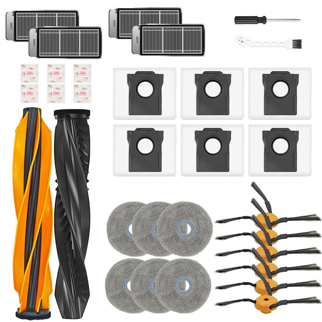 26 Stück Zubehör für Dreame L60 Pro Ultra Saugroboter, 2 Hauptbürsten, 4 Filter, 6 Wischpads, 6 Stau