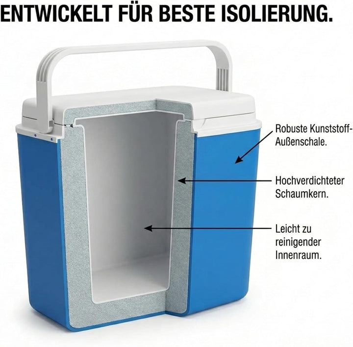 LINDER LEX Kühlbox Thermobox Warmhaltebox Picknick Camping 24 Liter Isolierbox bis zu 9 Stunden kühl