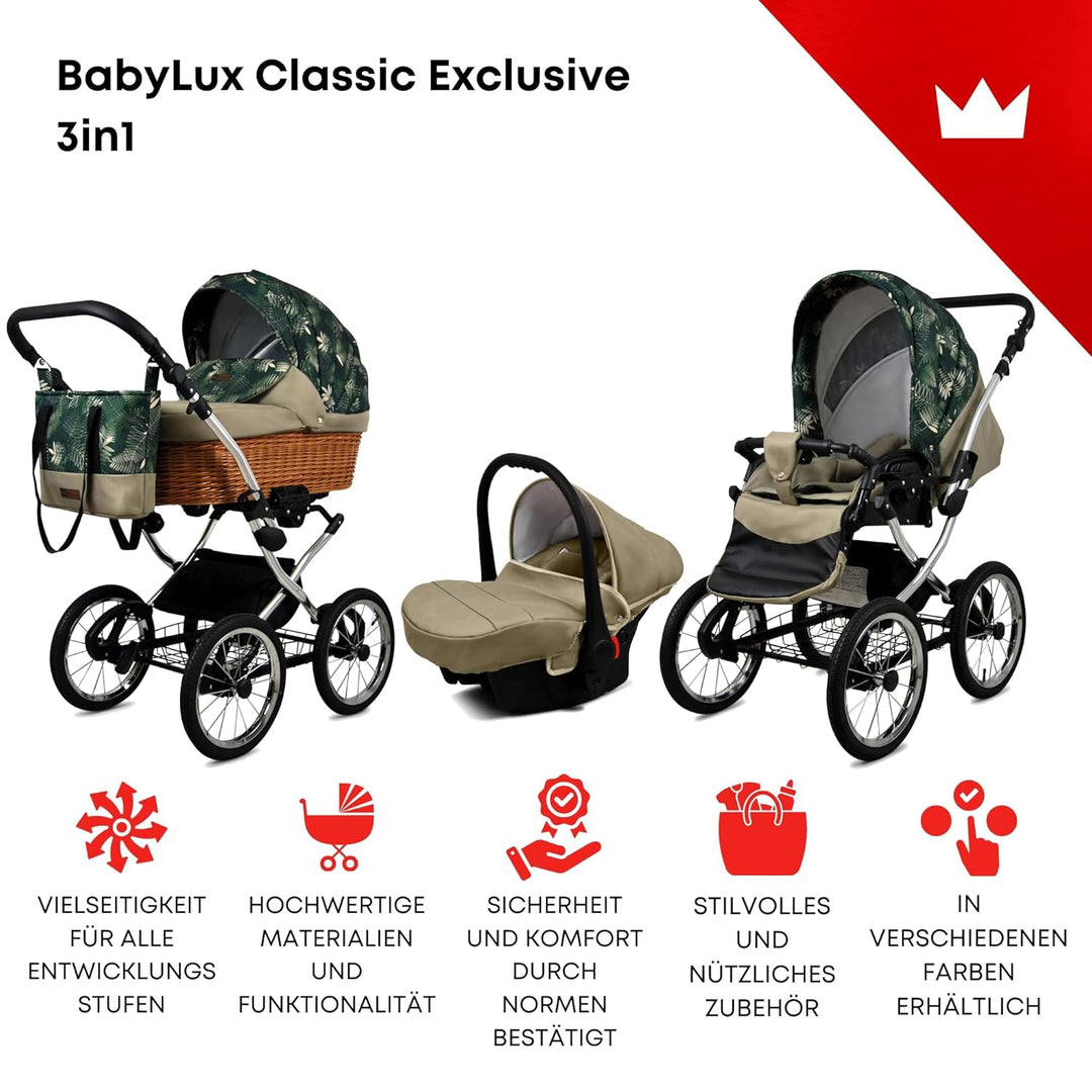 BabyLux Kinderwagen 3in1 mit Autositz für Kleinkinder – Kinderwagen für Neugeborene und Kleinkinder