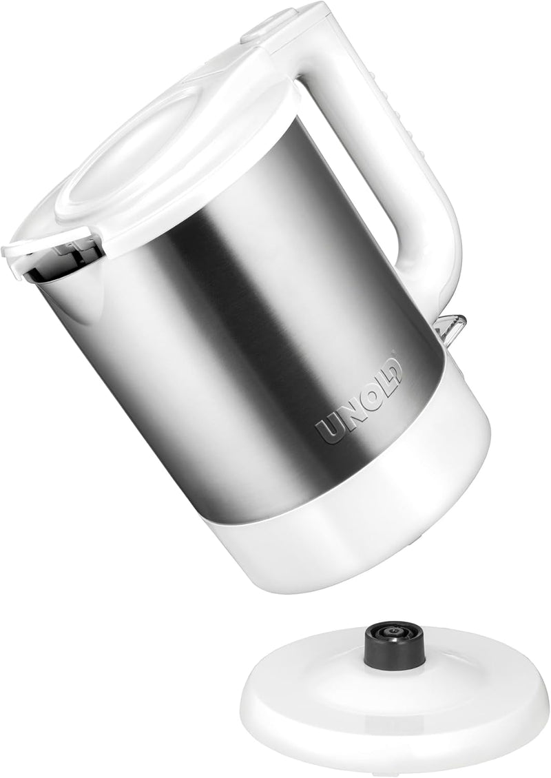 Unold 18010 Wasserkocher - Edelstahl Kettle, Weiss 1,5 L, EU Stecker, 2200 W, Blitzkocher, 360° dreh