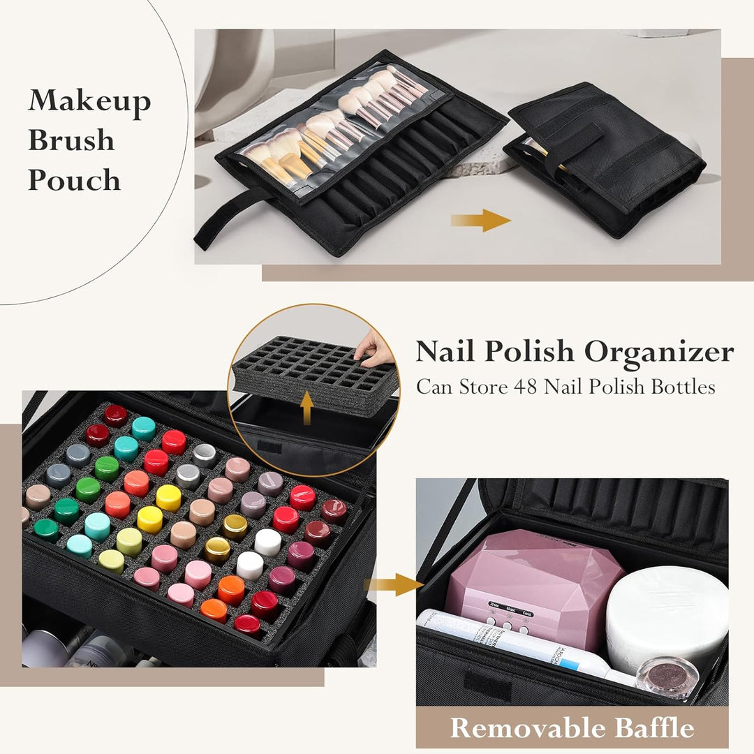 Kosmetikkoffer Make up 4 in 1 Friseurkoffer Nagelkoffer mit 3 Schubladen Beauty Case Koffer mit Roll