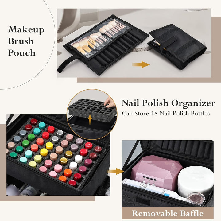 Kosmetikkoffer Make up 4 in 1 Friseurkoffer Nagelkoffer mit 3 Schubladen Beauty Case Koffer mit Roll