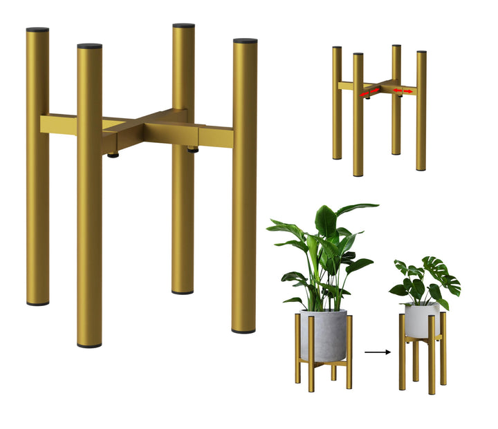 DanDiBo Verstellbarer Pflanzenständer Gold Metall 30 cm Blumenständer 96474 Blumenhocker Verstellbar