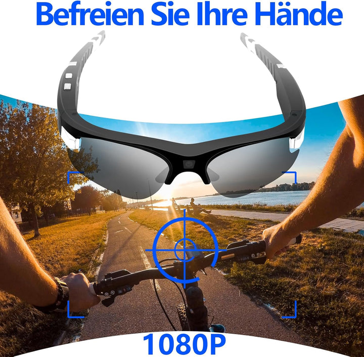 Action Cam, 1080P HD Brille mit Kamera, One-Touch & Polarisierte Linse Brille Kamera mit 160 Minuten