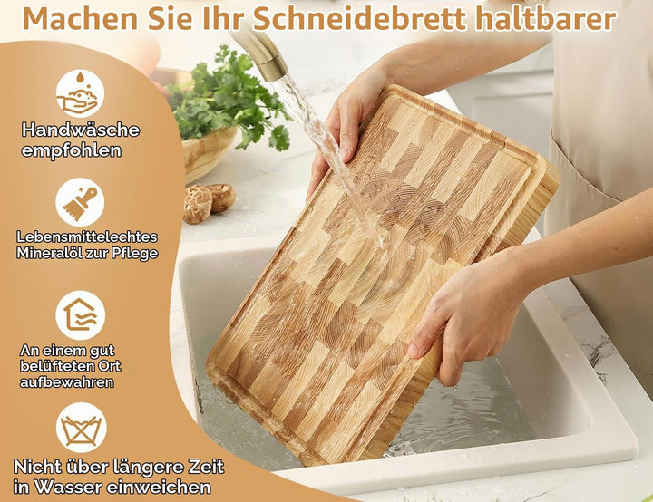XINZUO Eschenholz Hirnholz-Schneidebrett(35x25x2,55cm), Holzbrett Küche Hackbretter Aufschnittbrett