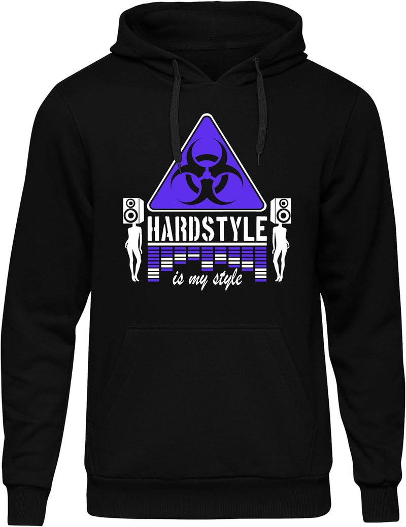 Hardstyle is My Style Männer und Herren Kapuzenpullover | Hardcore Musik Minimal Geschenk | M6 (Schw