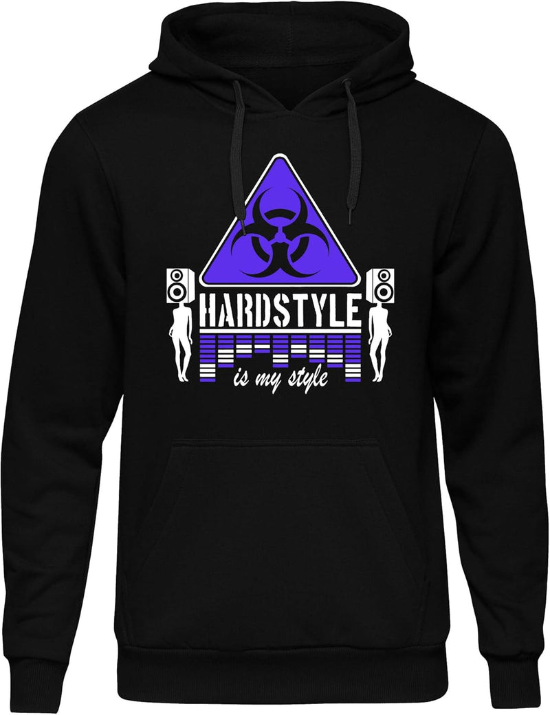 Hardstyle is My Style Männer und Herren Kapuzenpullover | Hardcore Musik Minimal Geschenk | M3 (Schw