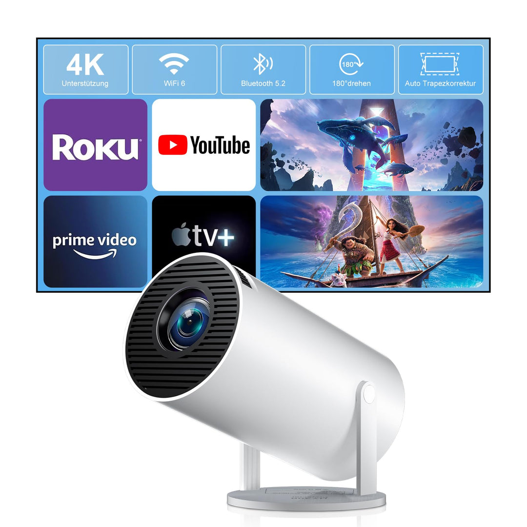 ZDSSY Beamer,Mini Beamer Klein 4K Unterstützung 1080P,Projektor mit WiFi 6 & Bluetooth 5.2,Autofokus