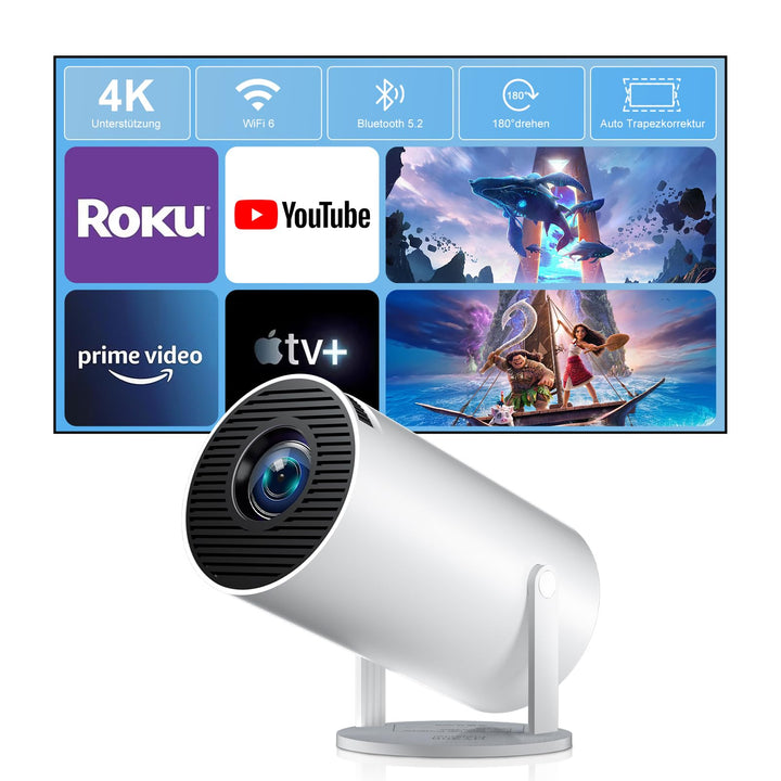 ZDSSY Beamer,Mini Beamer Klein 4K Unterstützung 1080P,Projektor mit WiFi 6 & Bluetooth 5.2,Autofokus